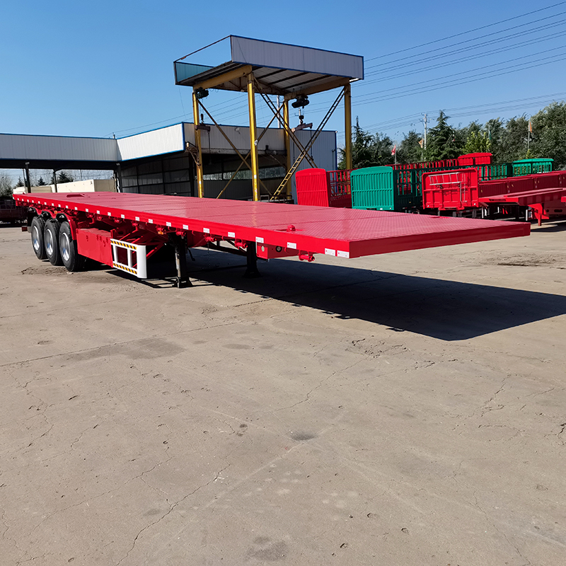 La semi-remorque à plateau à plaques pour le transport de matériaux en acier à haute résistance 30-60 tonnes 3 essieux